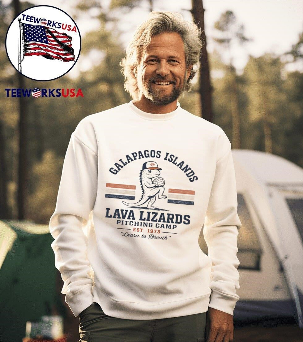 Galapagos Islands Lava Lizards Pitching Camp Est 1973 - Adult & Kids T-Shirts, Sweatshirts & Hoodies apparel design preview 3