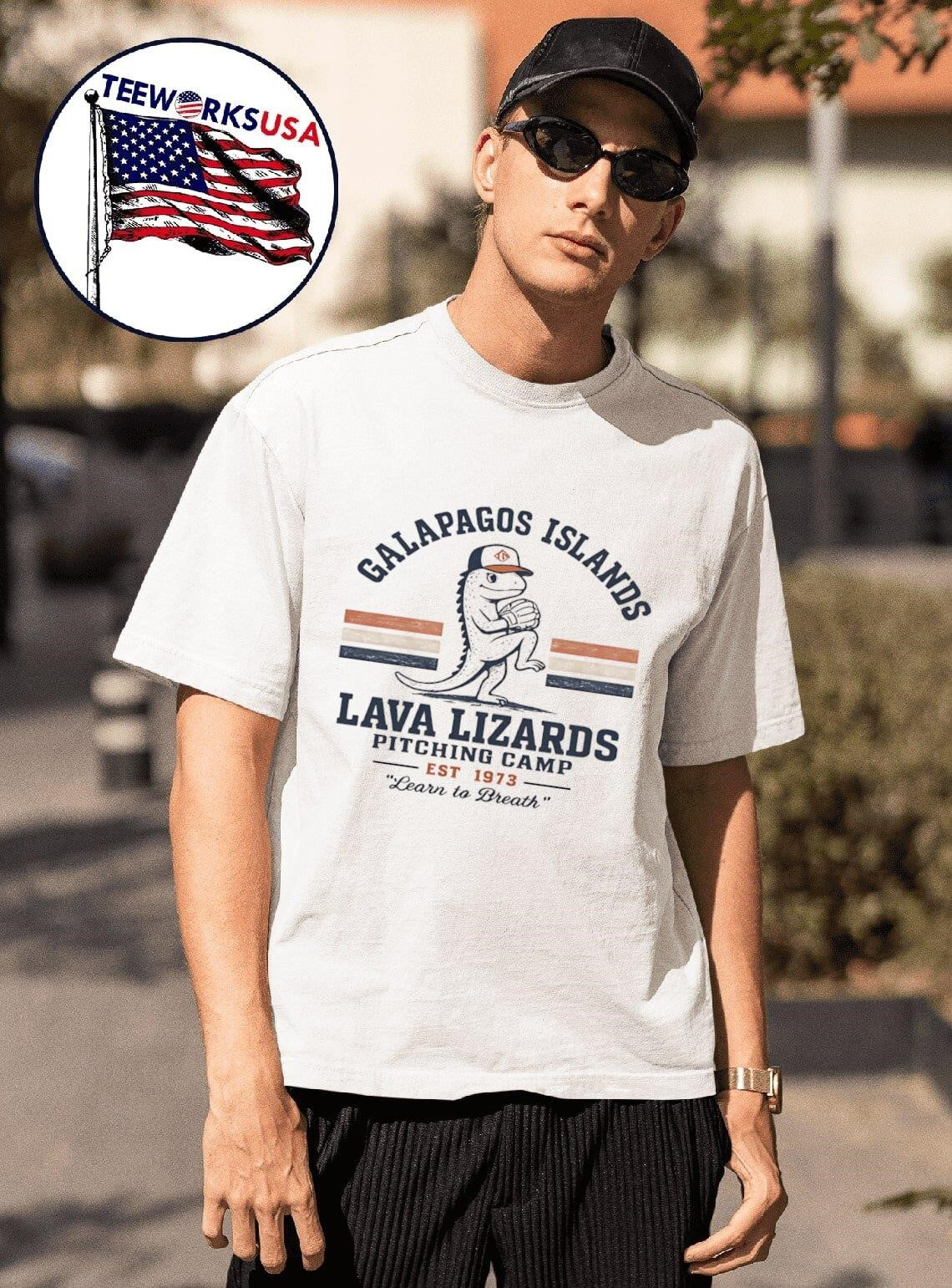 Galapagos Islands Lava Lizards Pitching Camp Est 1973 - Adult & Kids T-Shirts, Sweatshirts & Hoodies apparel design preview 1