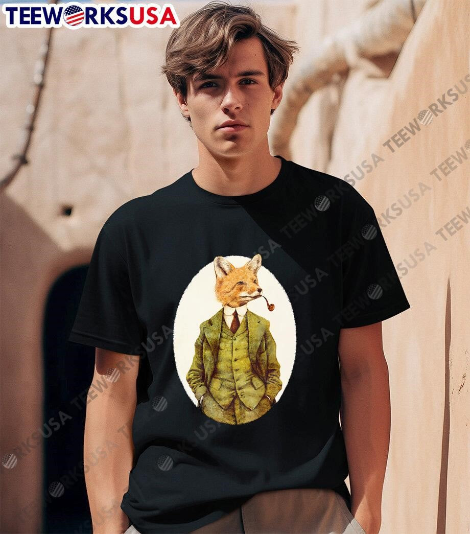 Gentleman Fox Vintage Suit Pipe Smoking Animal Art - Adult & Kids T-Shirts, Sweatshirts & Hoodies apparel design preview 1