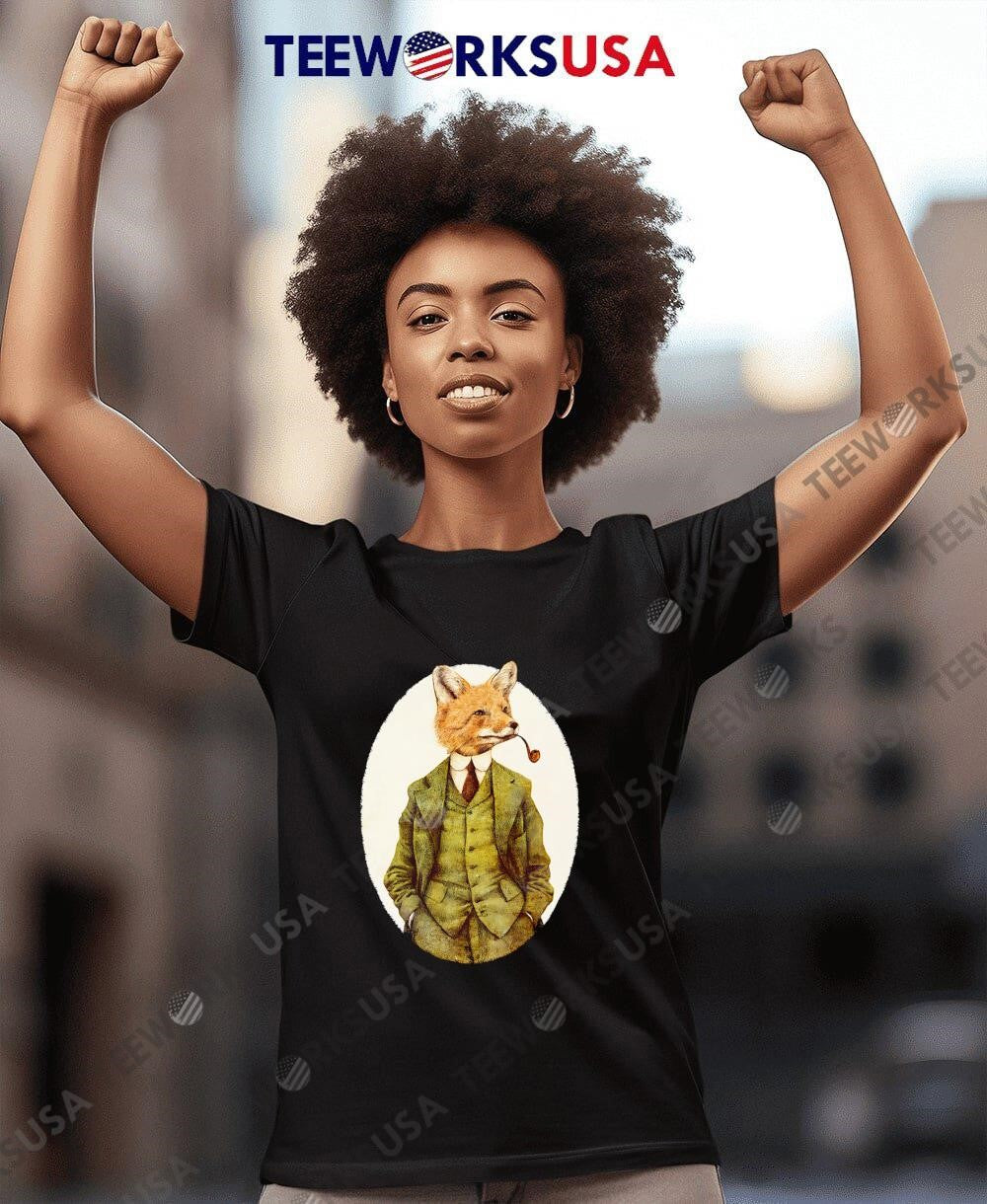 Gentleman Fox Vintage Suit Pipe Smoking Animal Art - Adult & Kids T-Shirts, Sweatshirts & Hoodies apparel design preview 7