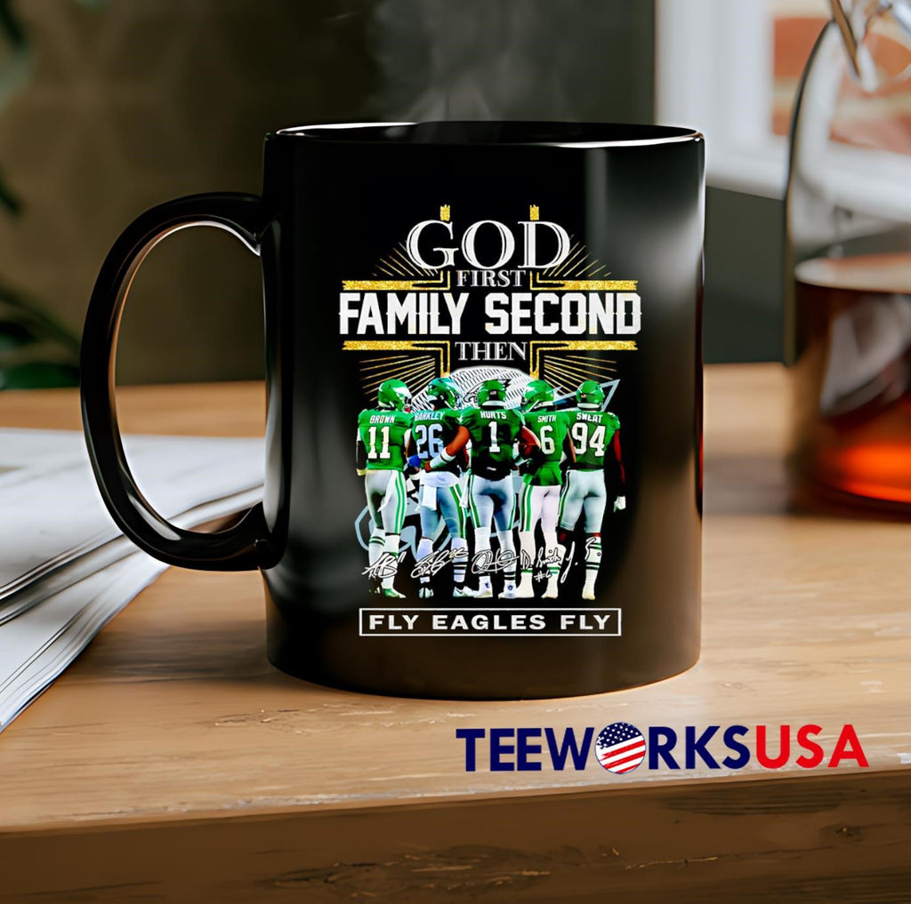 God First Family Second Then Philadelphia Eagles - Adult & Kids T-Shirts, Sweatshirts & Hoodies apparel design preview 2