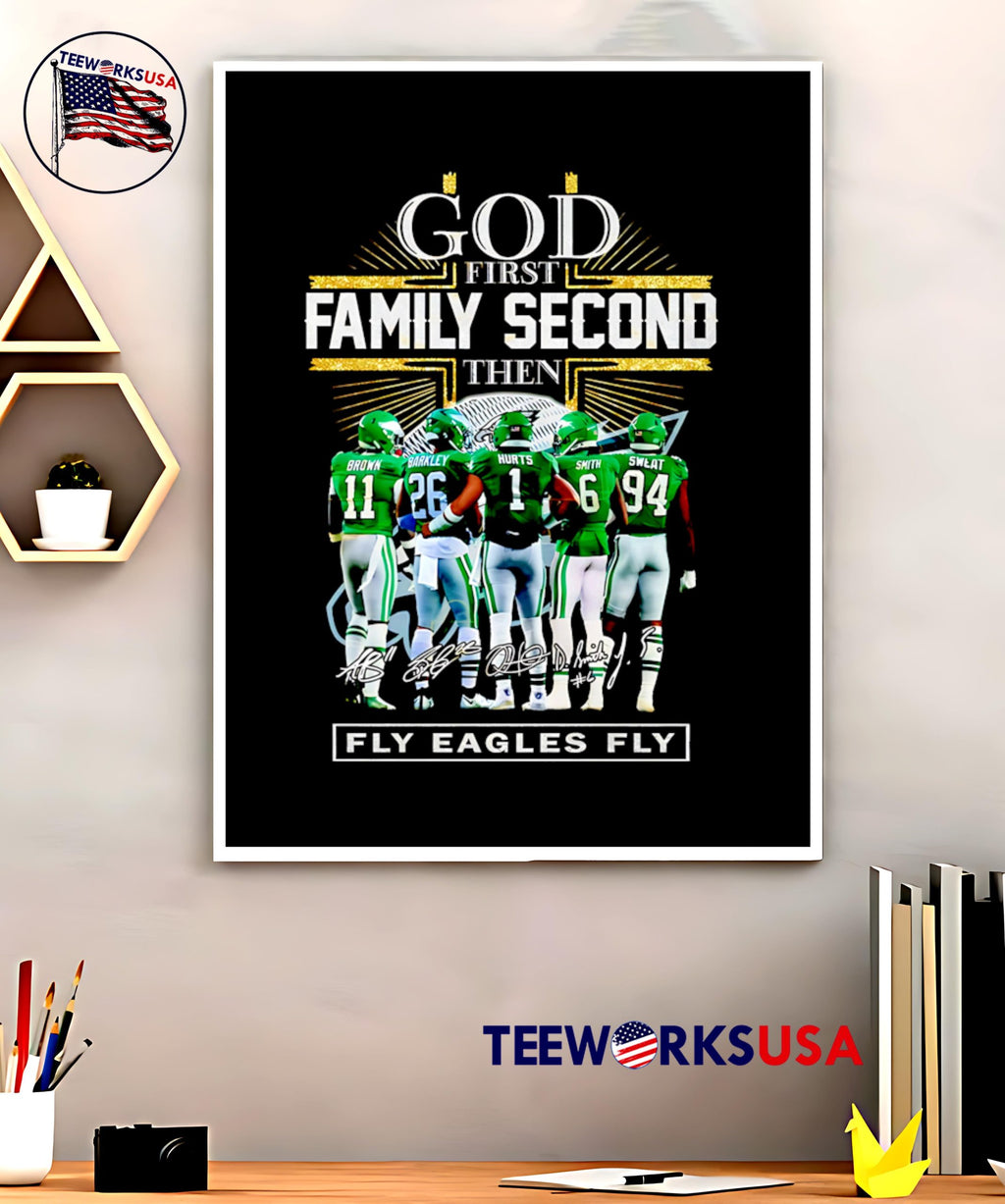 God First Family Second Then Philadelphia Eagles - Adult & Kids T-Shirts, Sweatshirts & Hoodies apparel design preview 5