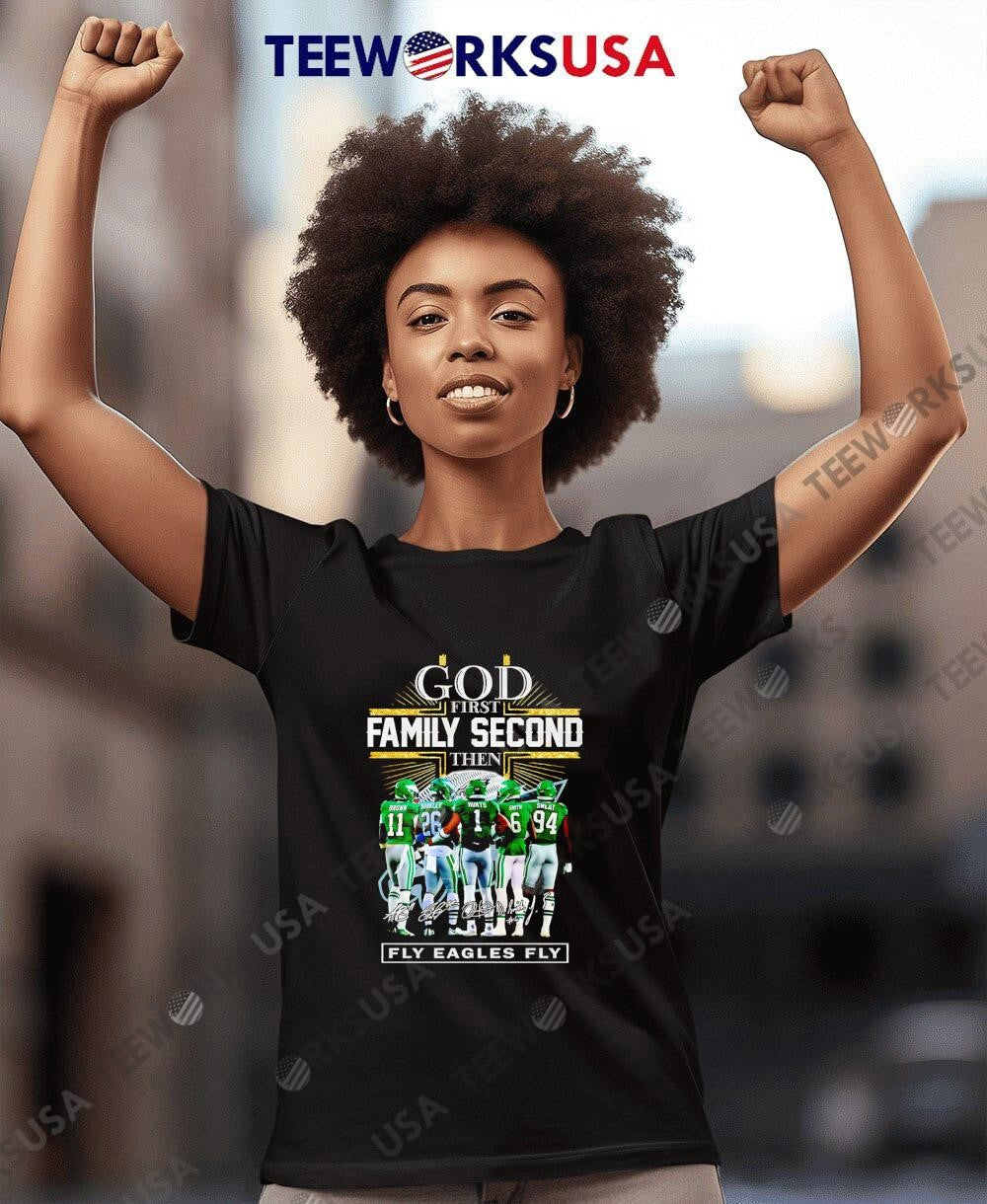 God First Family Second Then Philadelphia Eagles - Adult & Kids T-Shirts, Sweatshirts & Hoodies apparel design preview 7