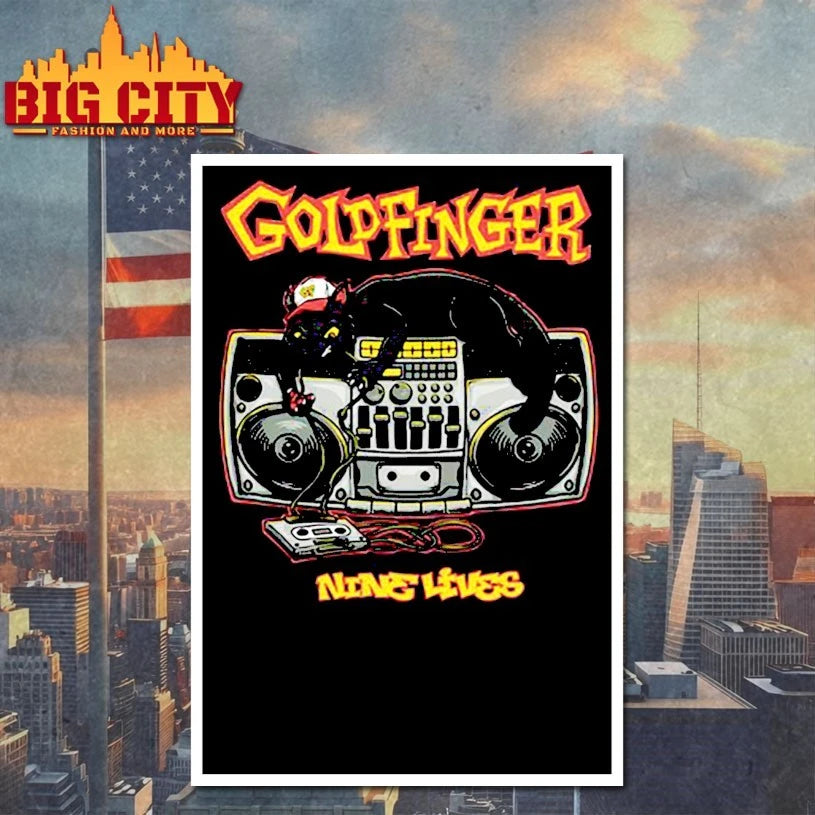 Goldfinger Cat DJ Nine lives - Adult & Kids T-Shirts, Sweatshirts & Hoodies apparel design preview 4