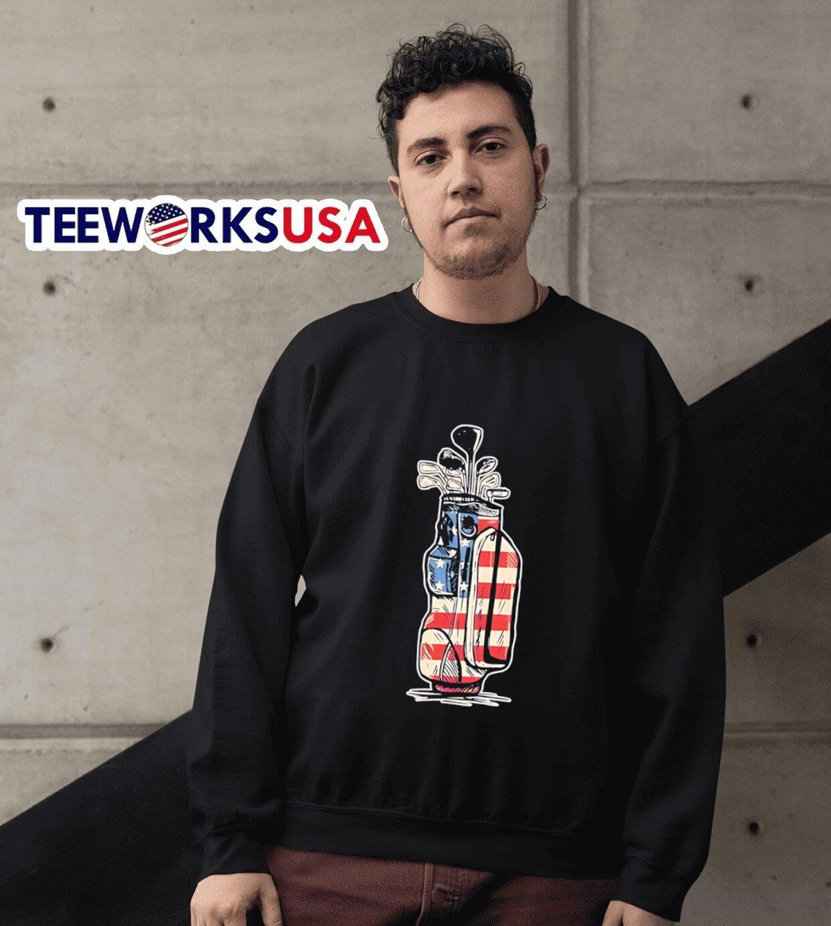 Golf bag USA flag - Adult & Kids T-Shirts, Sweatshirts & Hoodies apparel design preview 6