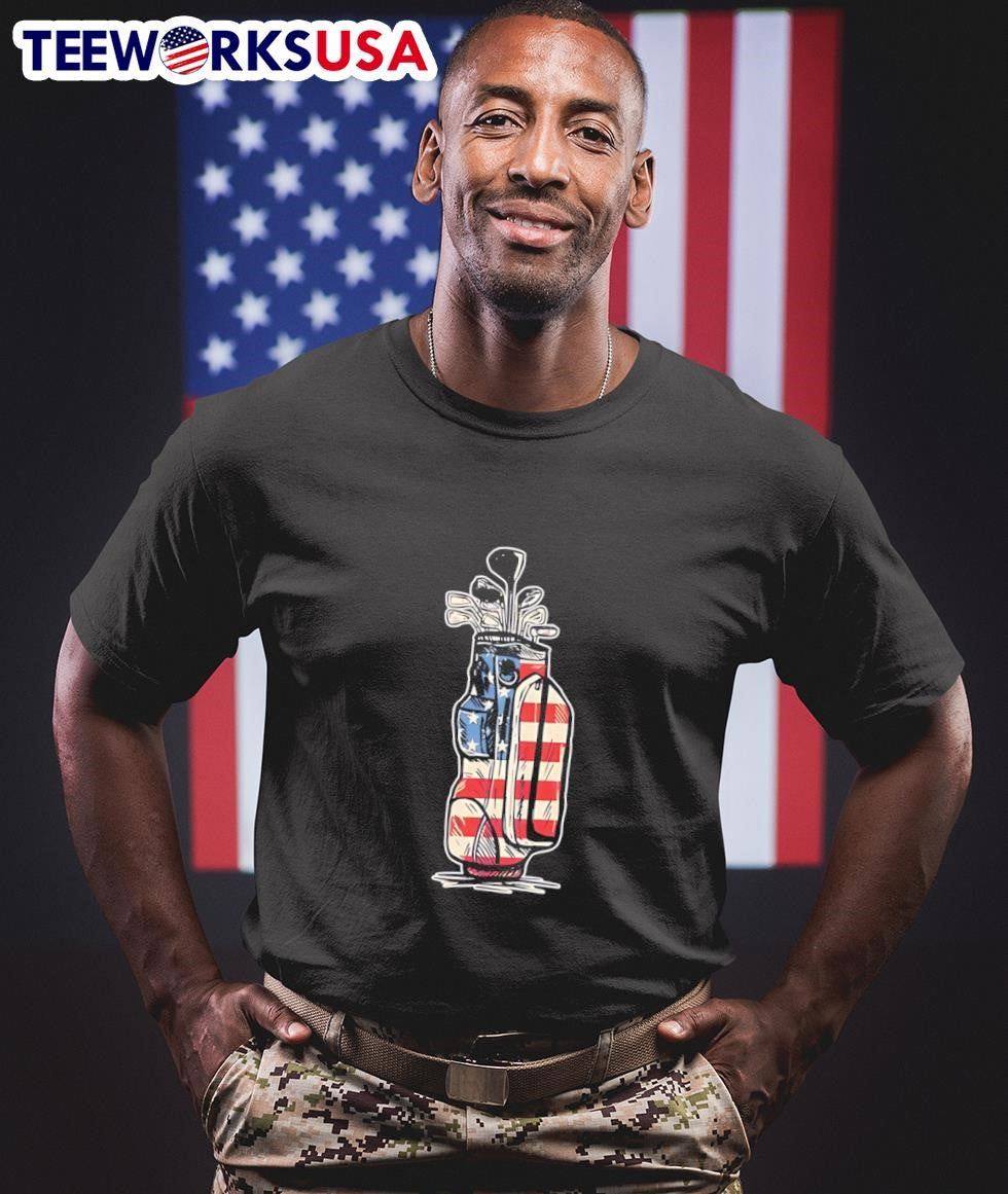 Golf bag USA flag - Adult & Kids T-Shirts, Sweatshirts & Hoodies apparel design preview 1