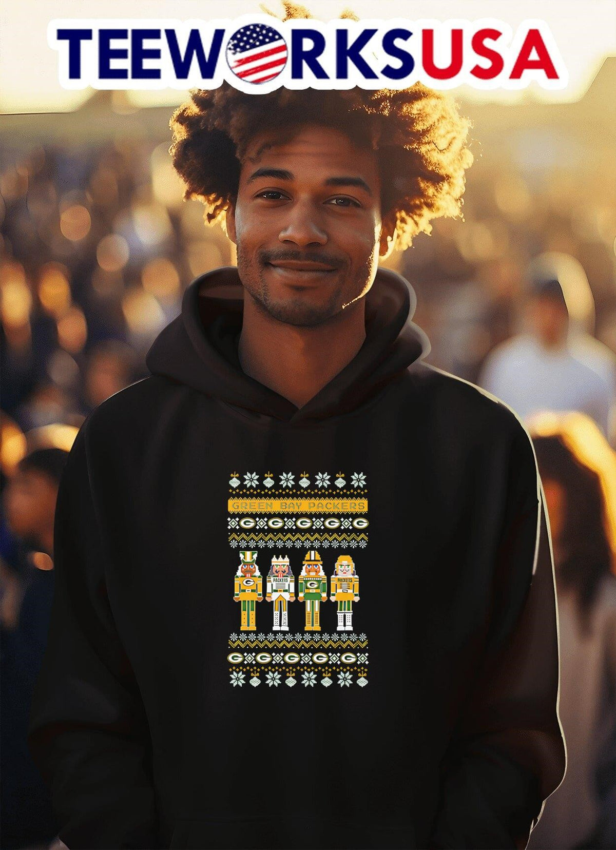 Green Bay Packers Holiday Nutcracker ugly Christmas - Adult & Kids T-Shirts, Sweatshirts & Hoodies apparel design preview 2