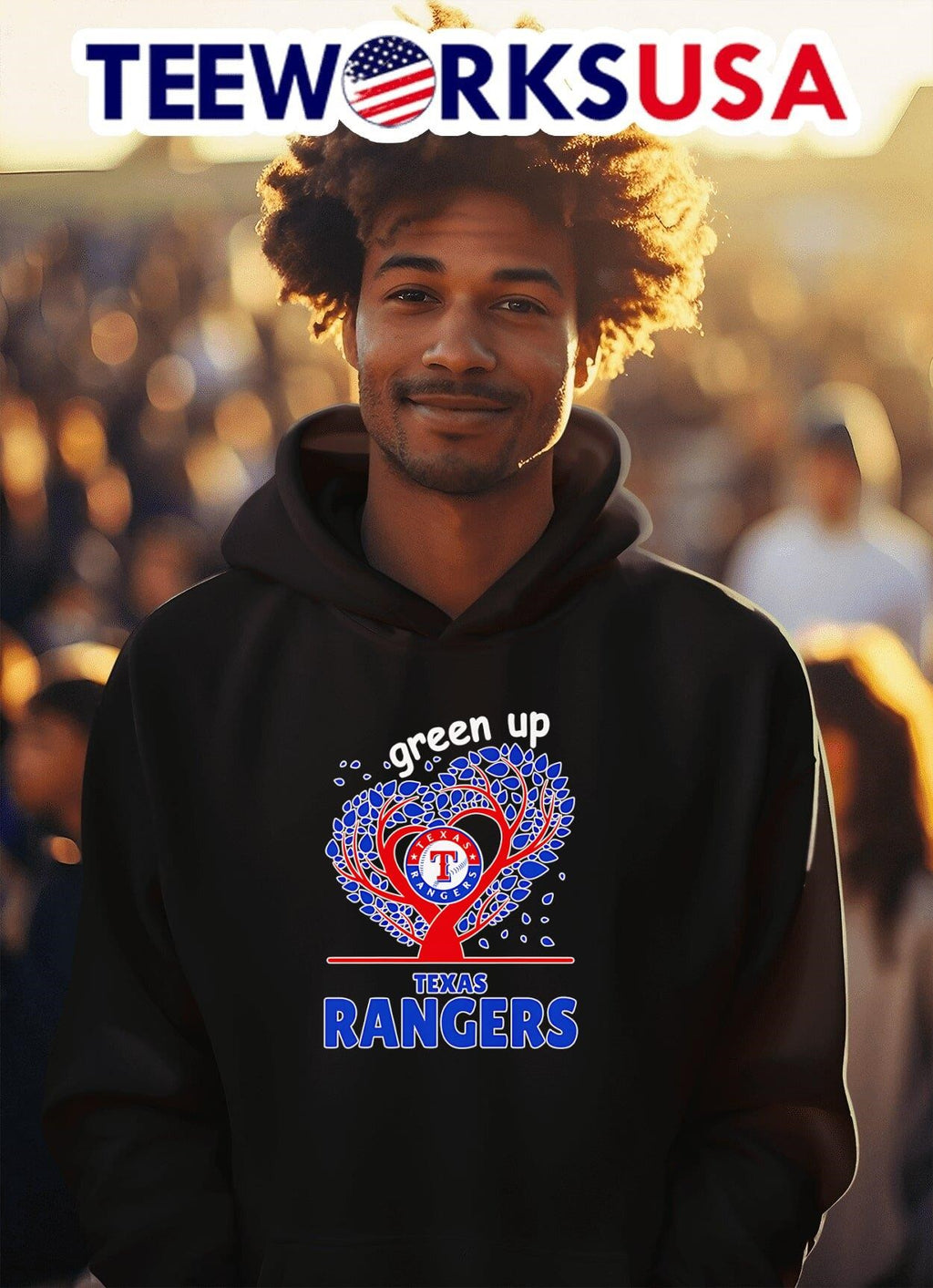 Green up Texas Rangers - Adult & Kids T-Shirts, Sweatshirts & Hoodies apparel design preview 2