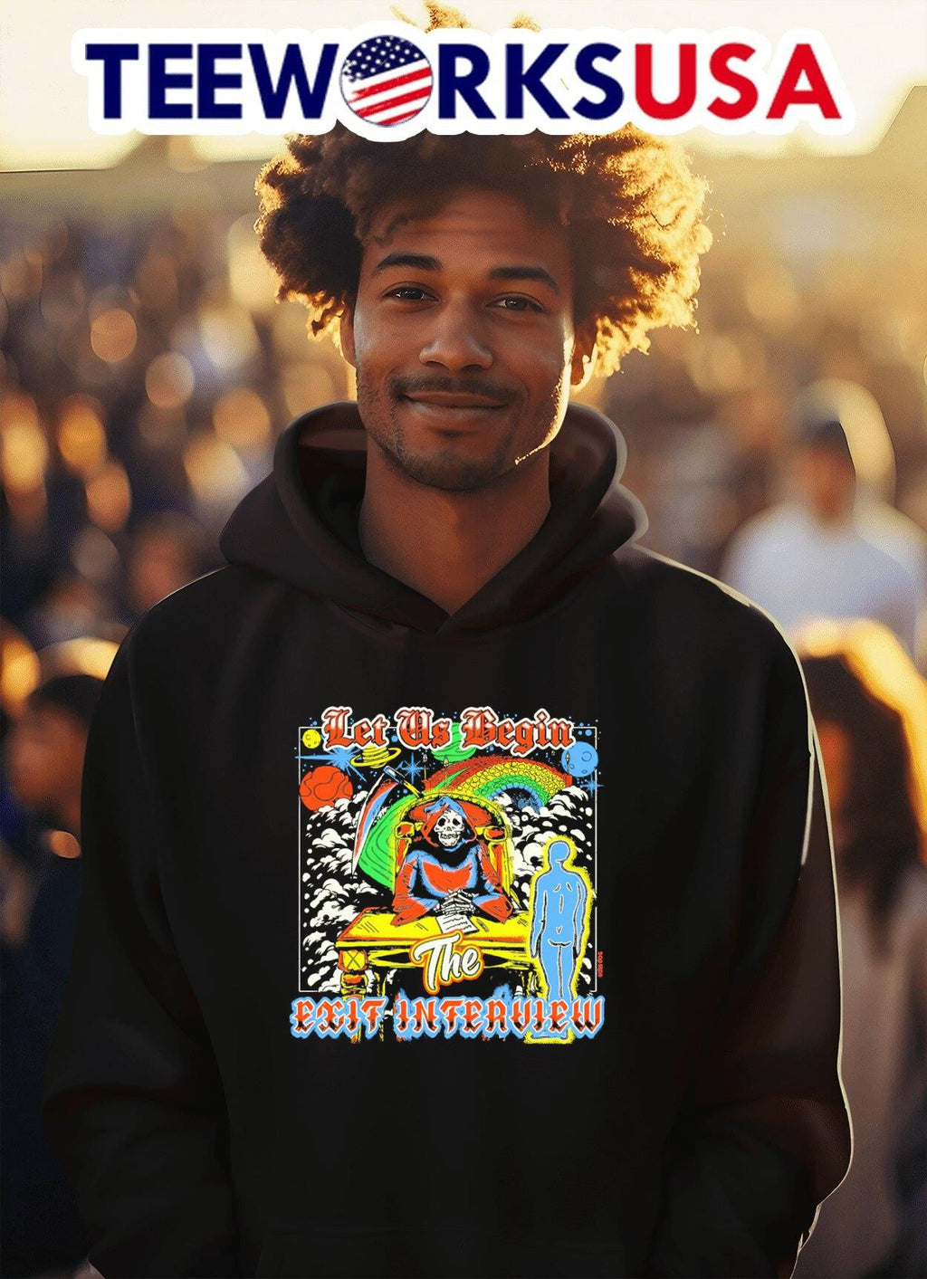Grim reaper let's us begin the exit interview - Adult & Kids T-Shirts, Sweatshirts & Hoodies apparel design preview 2