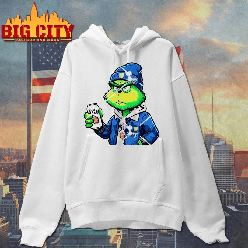 Grinch Christmas Miller Lite In - Adult & Kids T-Shirts, Sweatshirts & Hoodies apparel design preview 2