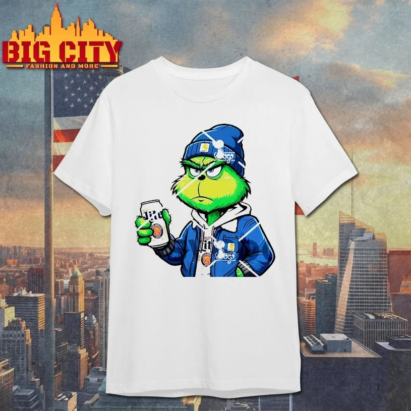 Grinch Christmas Miller Lite In - Adult & Kids T-Shirts, Sweatshirts & Hoodies apparel design preview 4