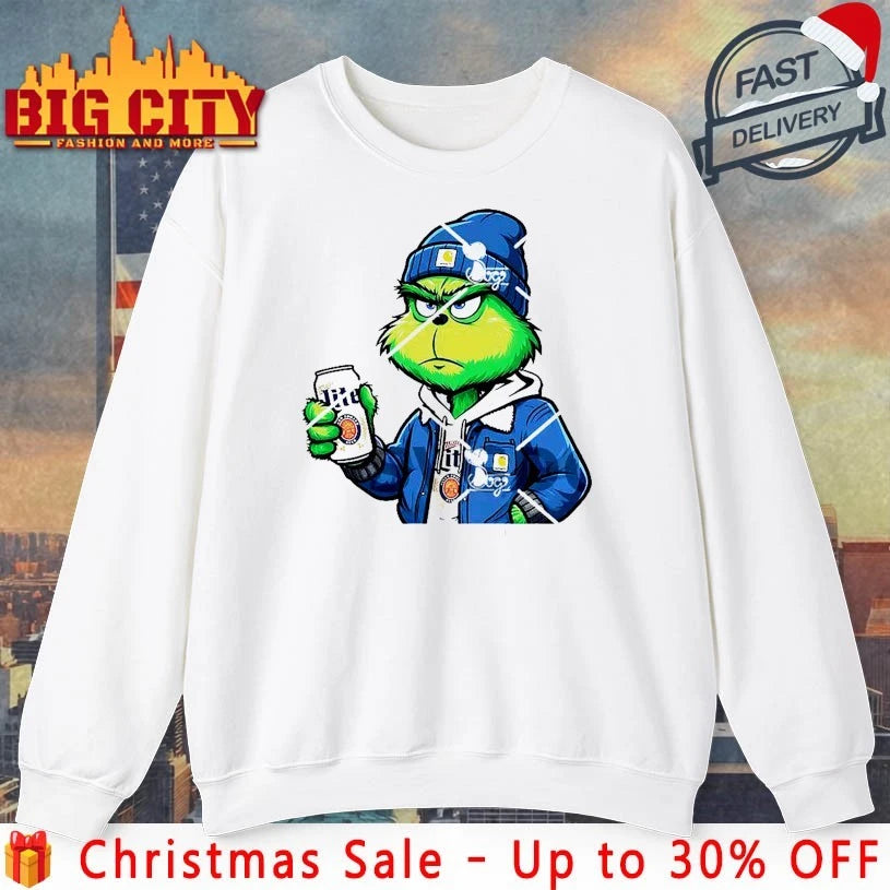 Grinch Christmas Miller Lite In - Adult & Kids T-Shirts, Sweatshirts & Hoodies apparel design preview 1