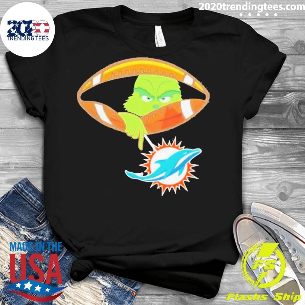 Grinch Hat Santa Rugby Miami Dolphins Logo - Adult & Kids T-Shirts, Sweatshirts & Hoodies apparel design preview 3