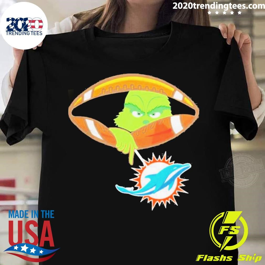 Grinch Hat Santa Rugby Miami Dolphins Logo - Adult & Kids T-Shirts, Sweatshirts & Hoodies apparel design preview 1