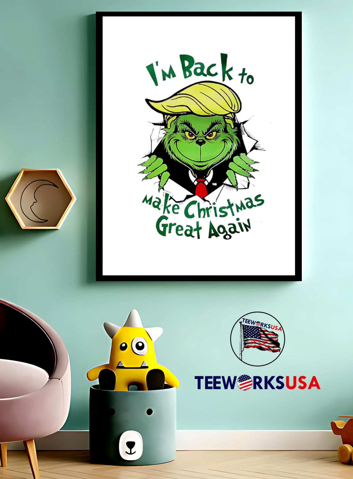 Grinch I'm back to make christmas great again - Adult & Kids T-Shirts, Sweatshirts & Hoodies apparel design preview 4