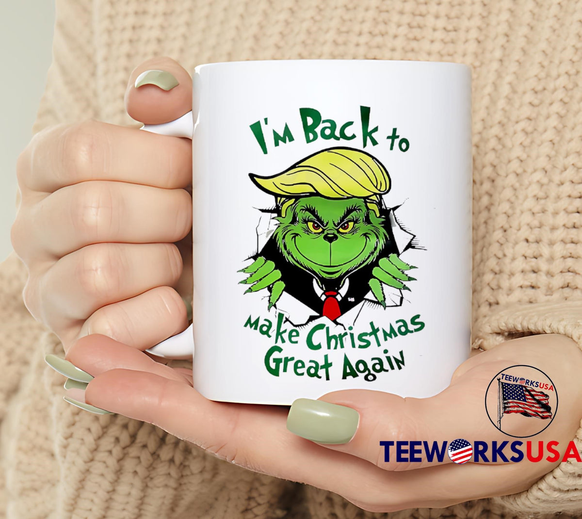 Grinch I'm back to make christmas great again - Adult & Kids T-Shirts, Sweatshirts & Hoodies apparel design preview 6