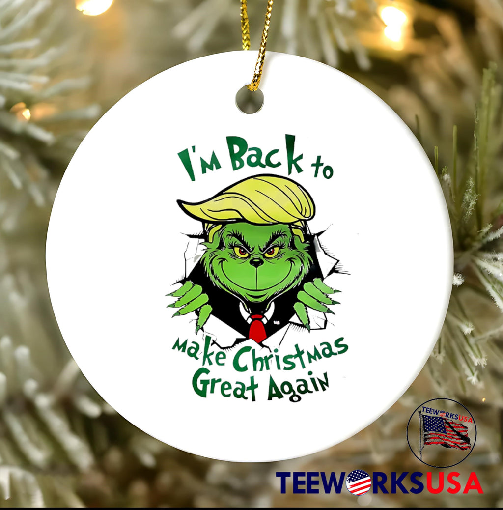 Grinch I'm back to make christmas great again - Adult & Kids T-Shirts, Sweatshirts & Hoodies apparel design preview 3