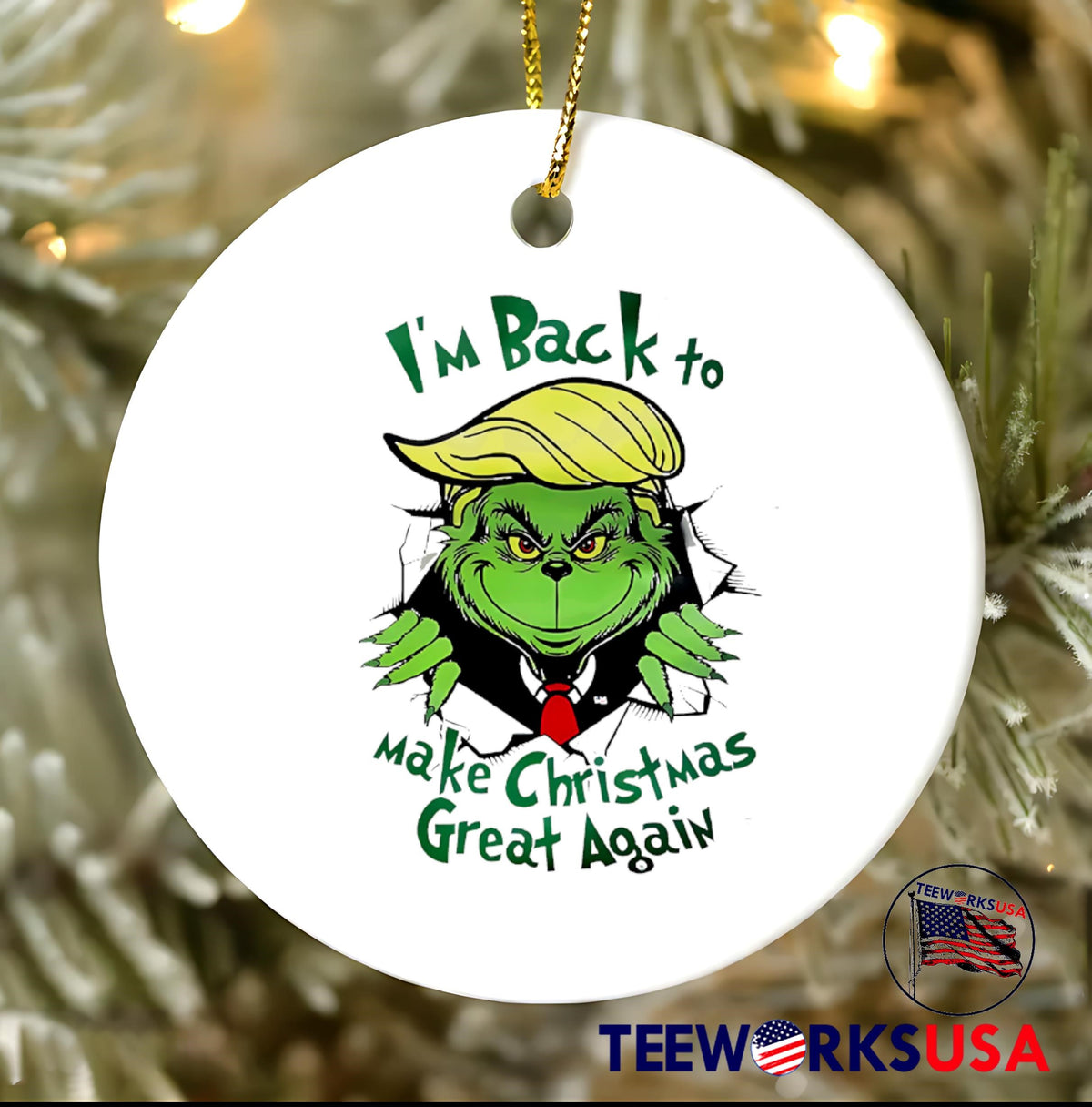 Grinch I'm back to make christmas great again - Adult & Kids T-Shirts, Sweatshirts & Hoodies apparel design preview 3
