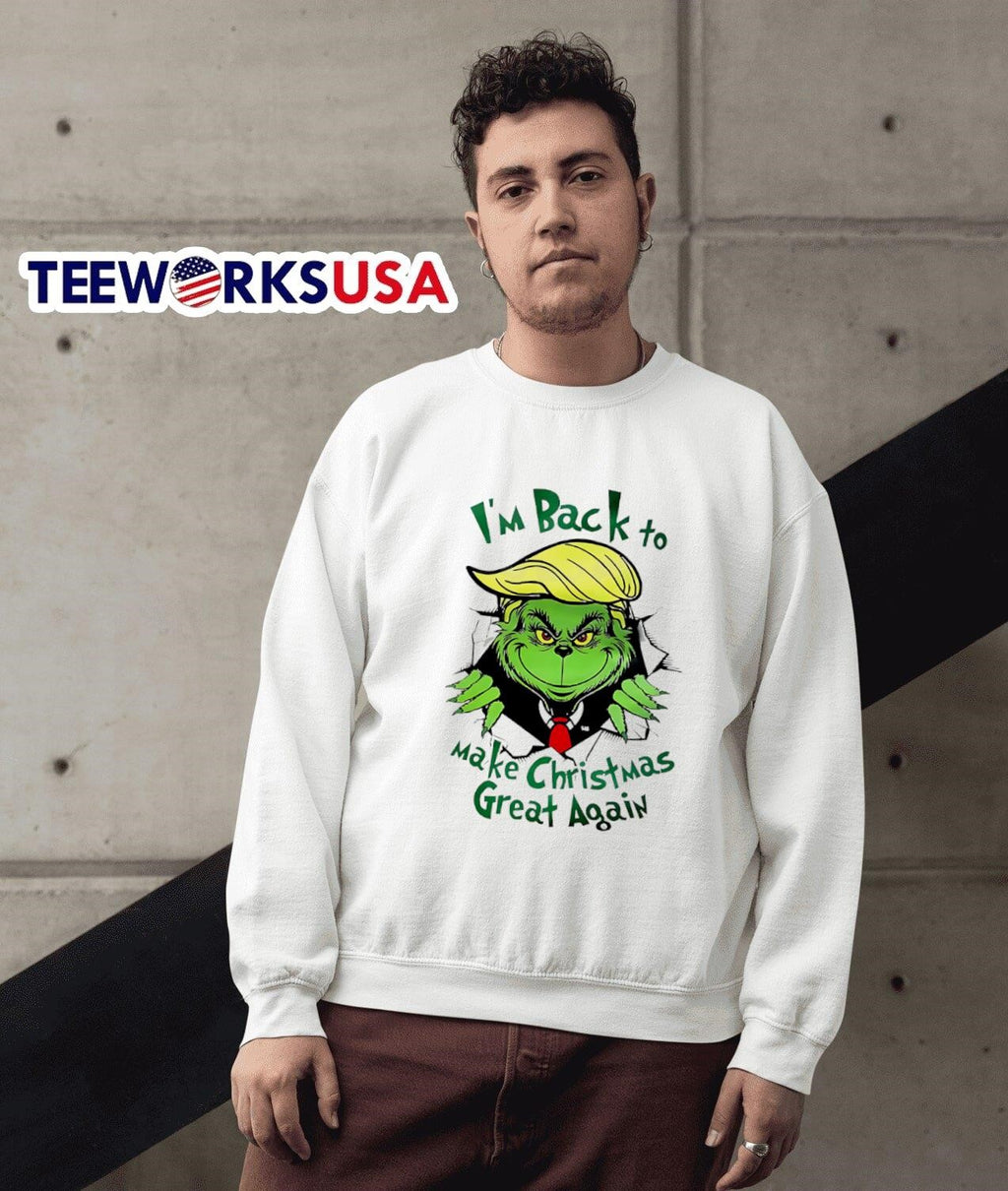 Grinch I'm back to make christmas great again - Adult & Kids T-Shirts, Sweatshirts & Hoodies apparel design preview 5