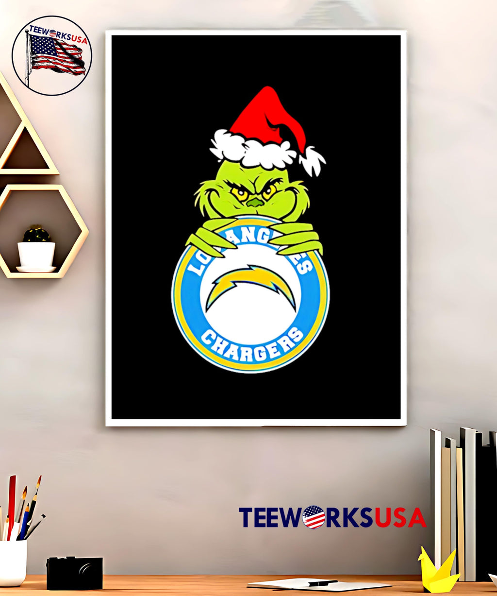 Grinch Wearing a Christmas hat holding symbol Los - Adult & Kids T-Shirts, Sweatshirts & Hoodies apparel design preview 5