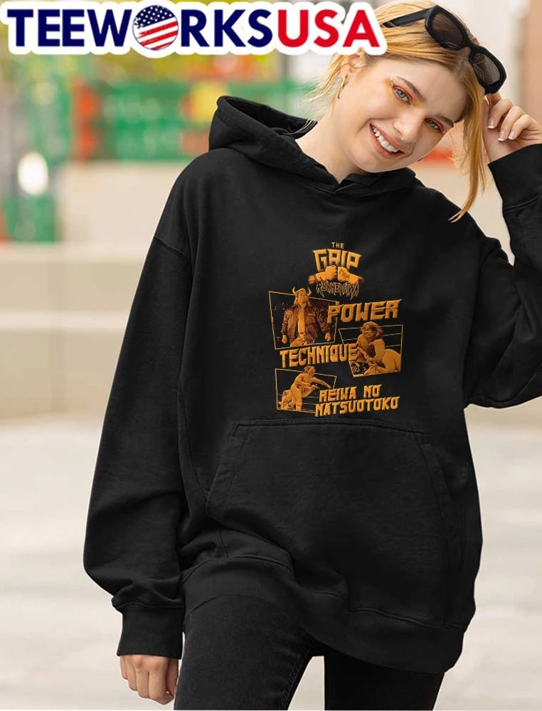 Grip Power Technique Reiwa No Natsuotoko Wrestler - Adult & Kids T-Shirts, Sweatshirts & Hoodies apparel design preview 4
