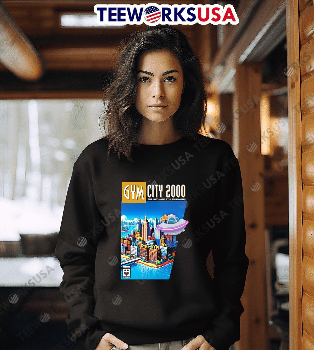 Gym City 2000 The Ultimate Simulator - Adult & Kids T-Shirts, Sweatshirts & Hoodies apparel design preview 6