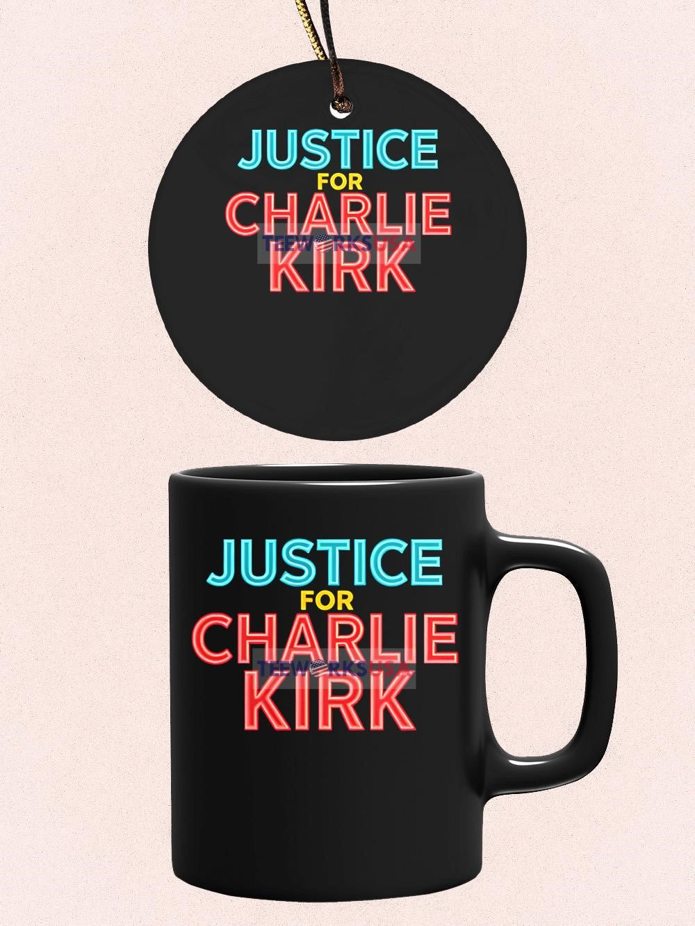 Justice for Charlie Kirk neon - Adult & Kids T-Shirts, Sweatshirts & Hoodies apparel design preview 4