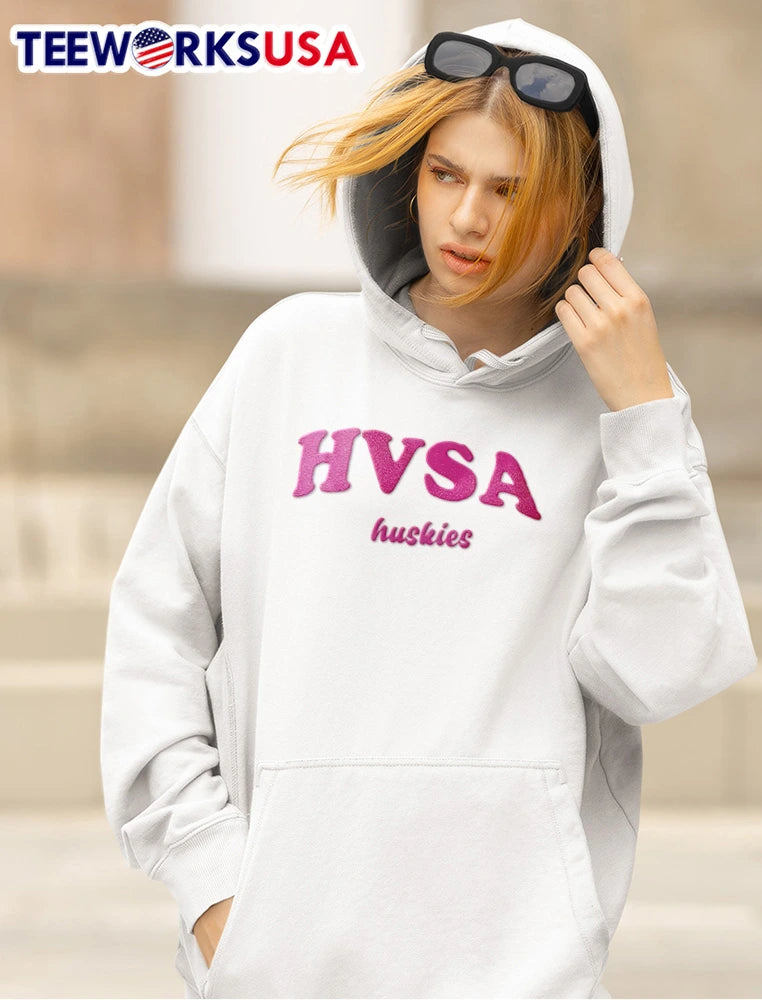 HVSA huskies pink letters white - Adult & Kids T-Shirts, Sweatshirts & Hoodies apparel design preview 5