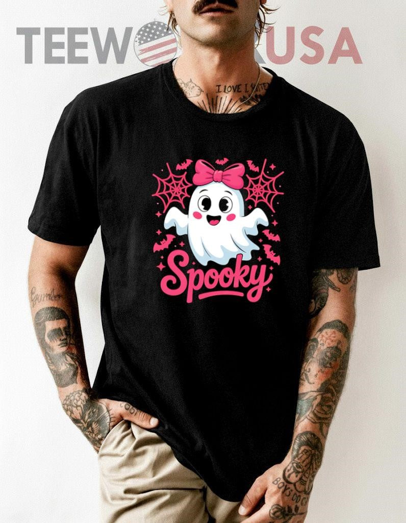 Halloween spooky ghost cute - Adult & Kids T-Shirts, Sweatshirts & Hoodies apparel design preview 1