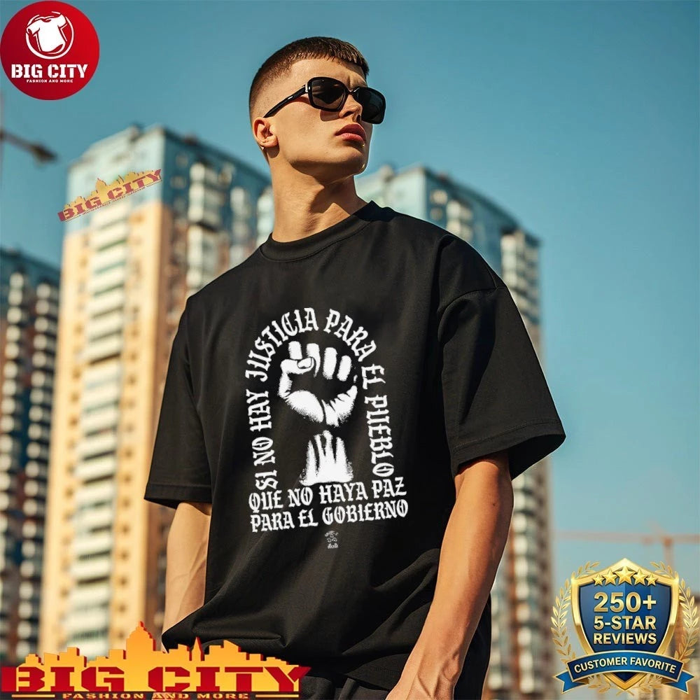 Hand Si no hay justicia para el pueblo que haya paz - Adult & Kids T-Shirts, Sweatshirts & Hoodies apparel design preview 1