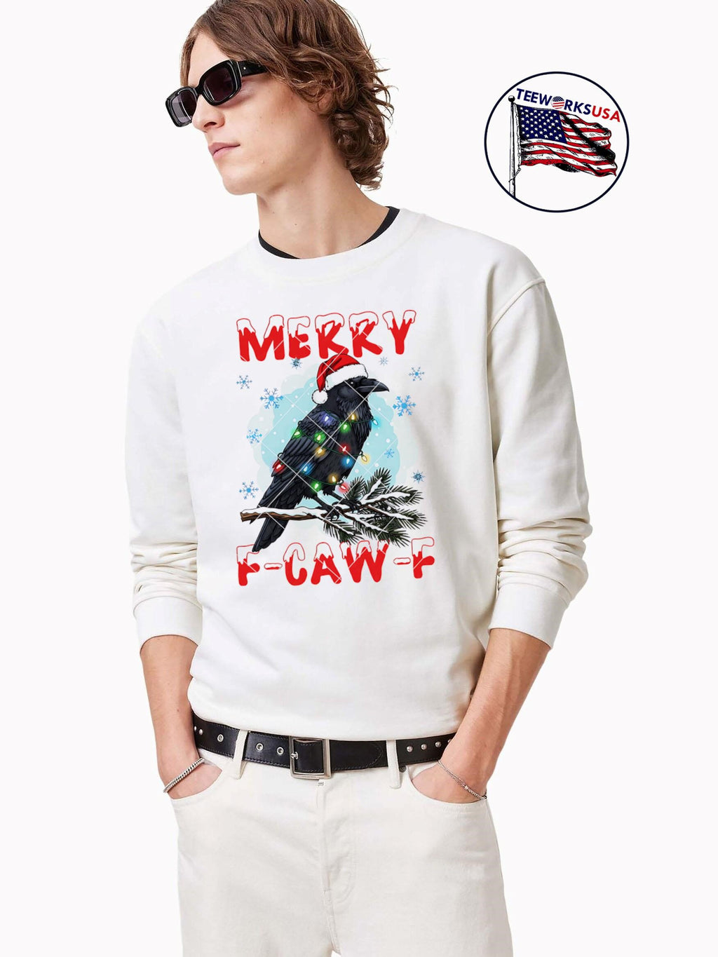 Happy Christmas black raven String light - Adult & Kids T-Shirts, Sweatshirts & Hoodies apparel design preview 3