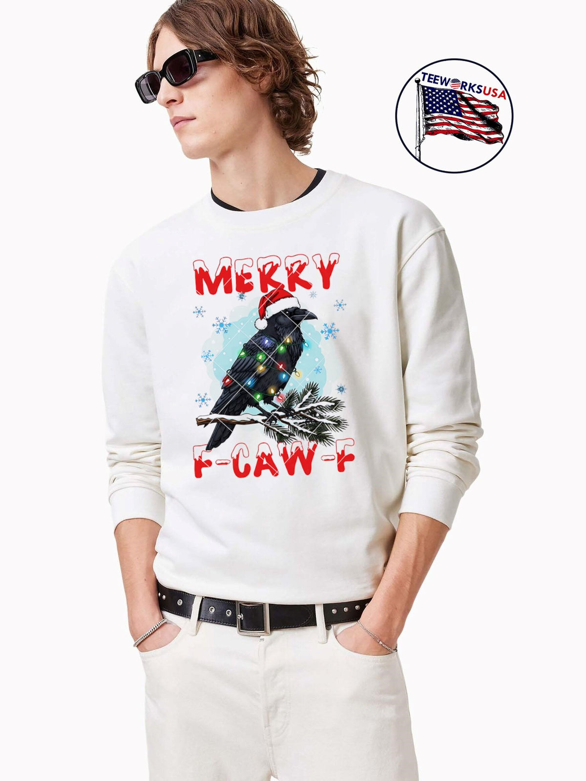 Happy Christmas black raven String light - Adult & Kids T-Shirts, Sweatshirts & Hoodies apparel design preview 3
