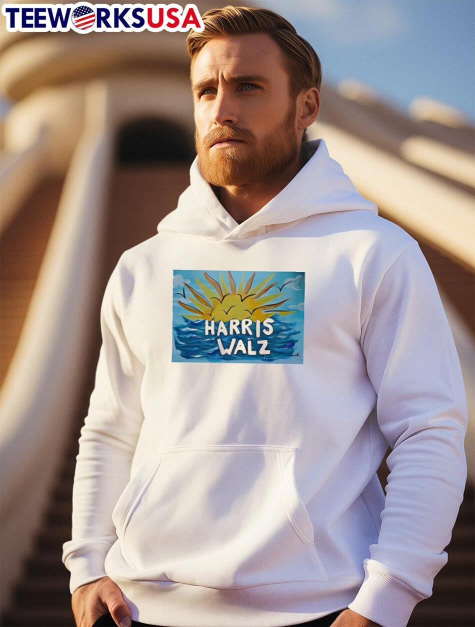 Harris walz blue wave and sun - Adult & Kids T-Shirts, Sweatshirts & Hoodies apparel design preview 2