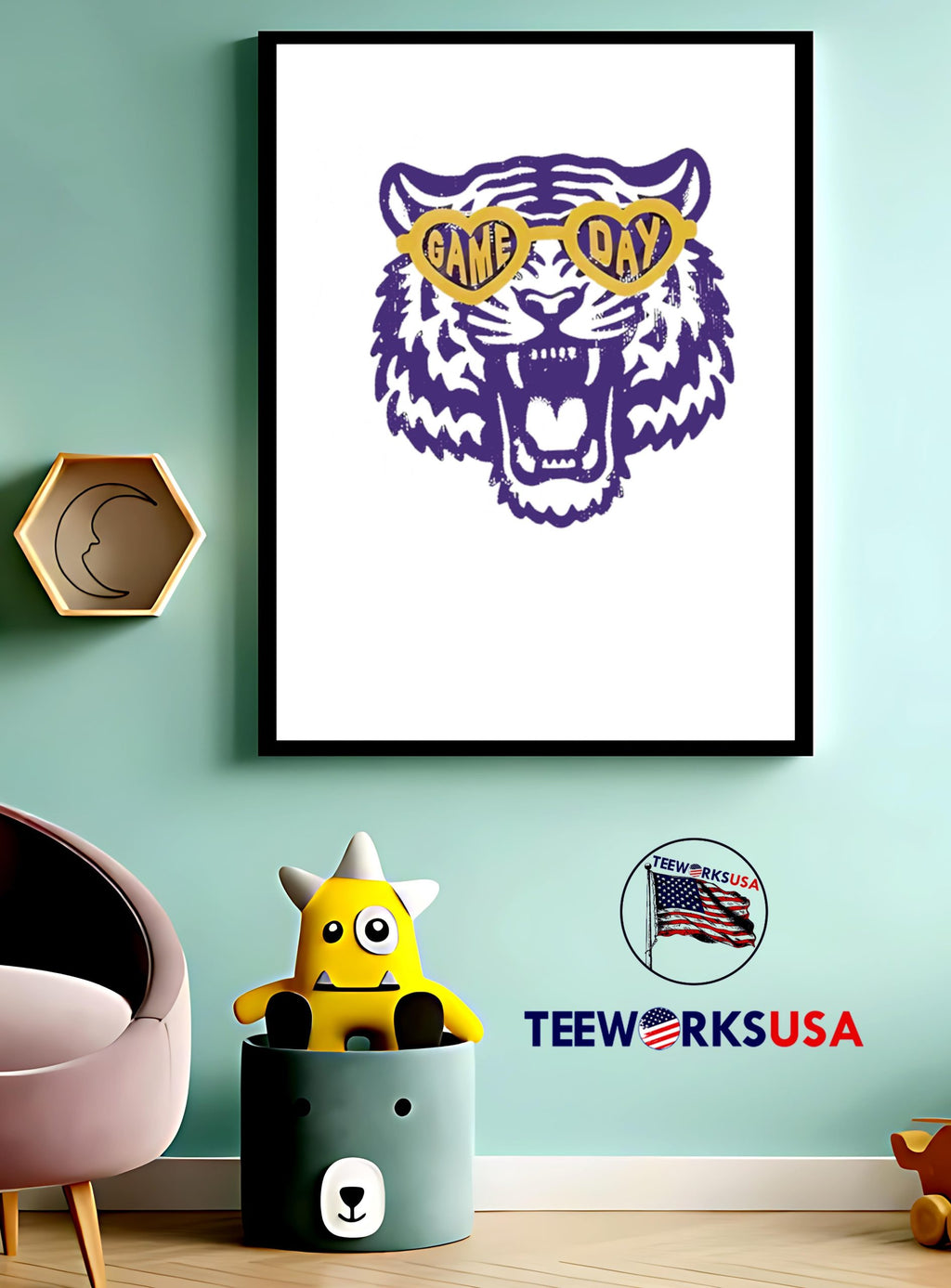 Head Tiger Dibujo game day - Adult & Kids T-Shirts, Sweatshirts & Hoodies apparel design preview 4