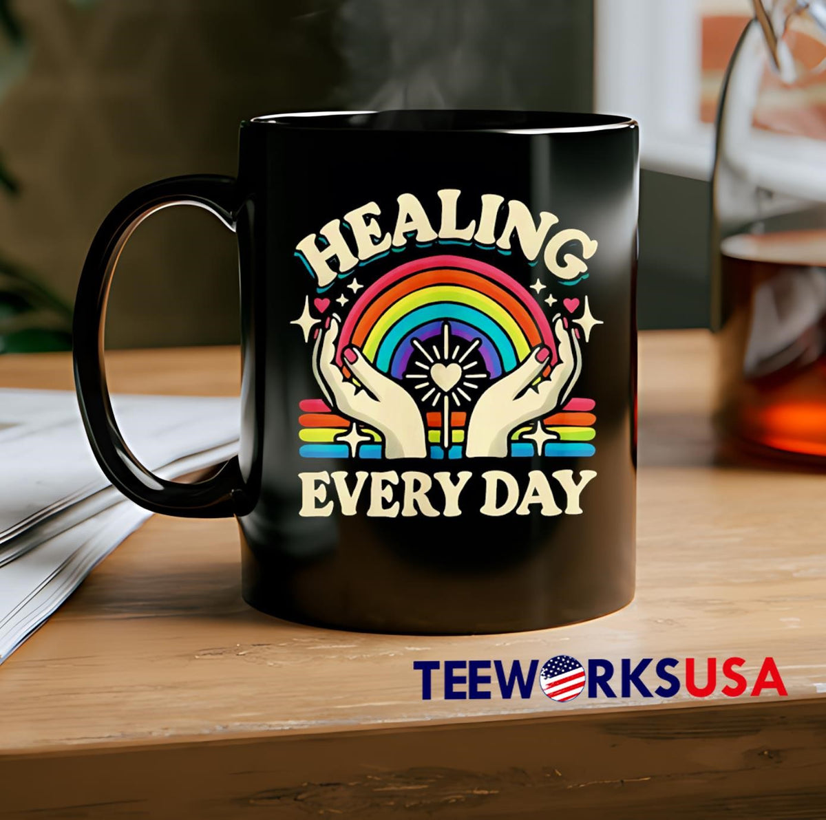 Healing Every Day rainbow vintage - Adult & Kids T-Shirts, Sweatshirts & Hoodies apparel design preview 2