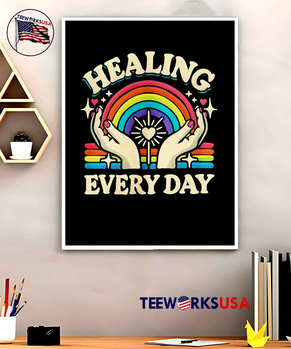 Healing Every Day rainbow vintage - Adult & Kids T-Shirts, Sweatshirts & Hoodies apparel design preview 5