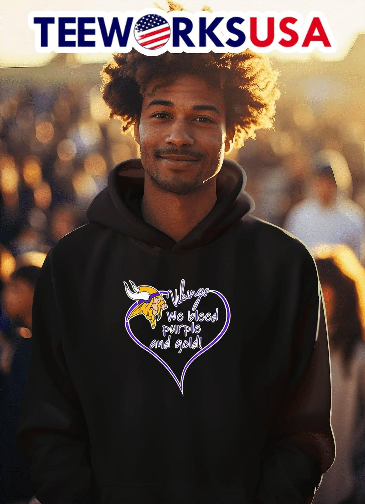 Heart Minnesota Vikings we bleed purple and gold - Adult & Kids T-Shirts, Sweatshirts & Hoodies apparel design preview 2
