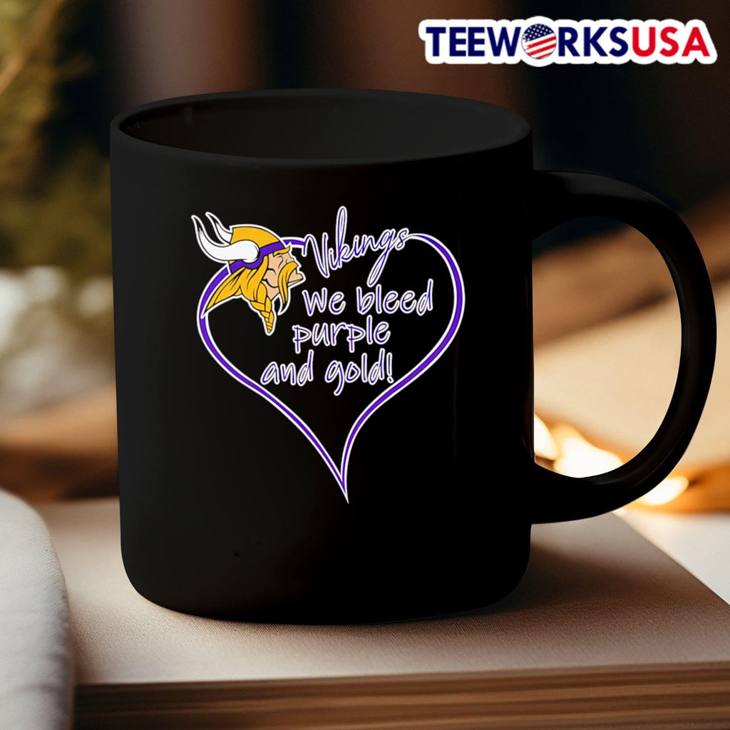 Heart Minnesota Vikings we bleed purple and gold - Adult & Kids T-Shirts, Sweatshirts & Hoodies apparel design preview 3
