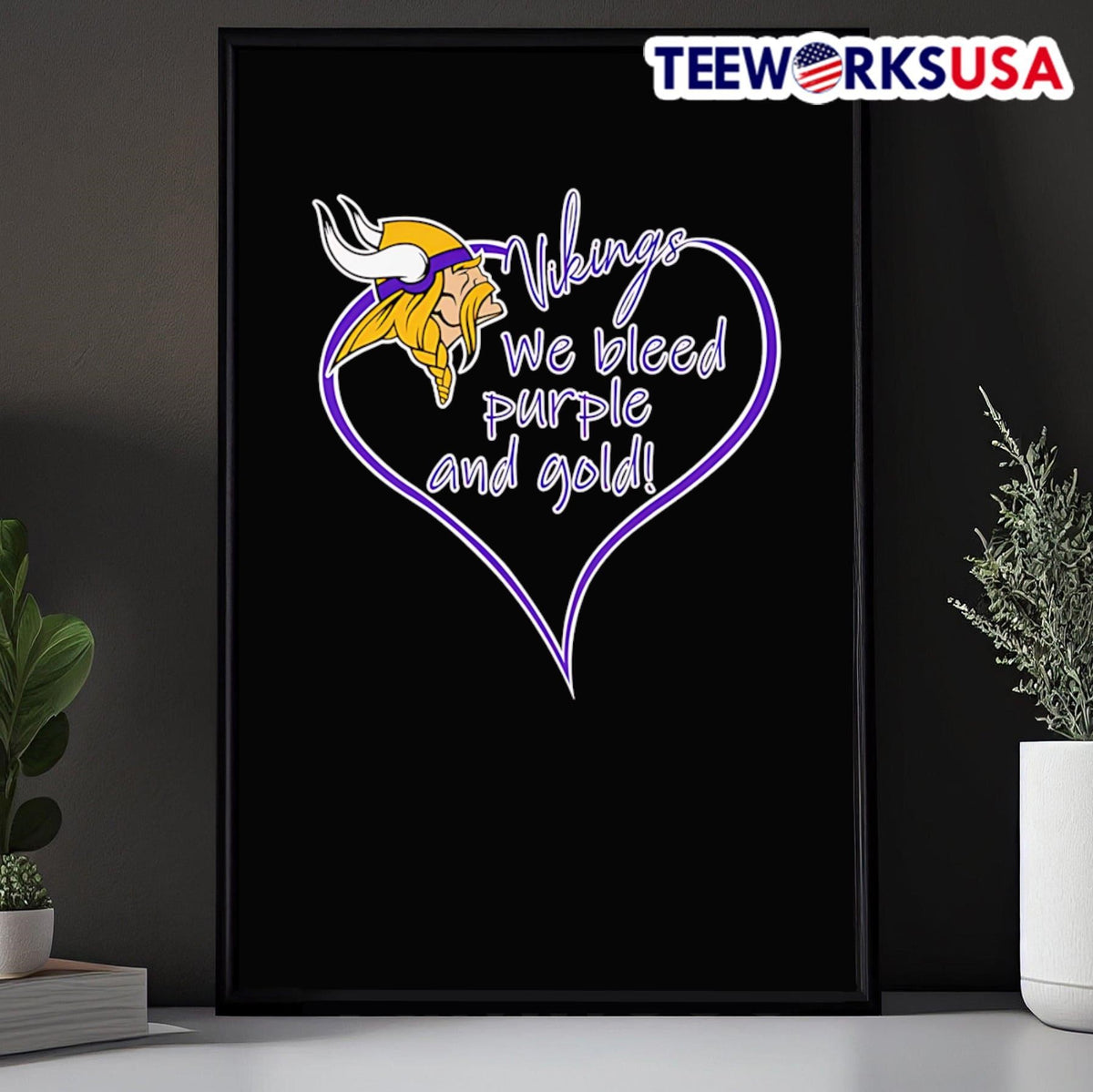 Heart Minnesota Vikings we bleed purple and gold - Adult & Kids T-Shirts, Sweatshirts & Hoodies apparel design preview 5