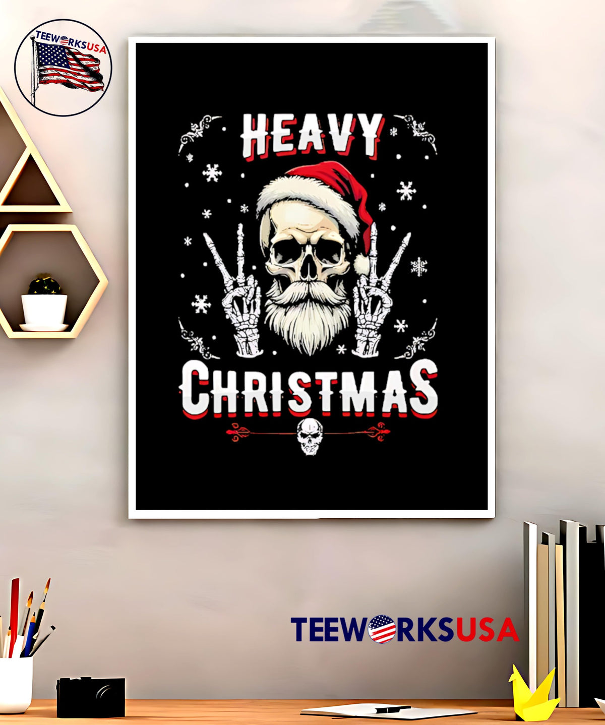 Heavy Christmas Skull - Adult & Kids T-Shirts, Sweatshirts & Hoodies apparel design preview 5