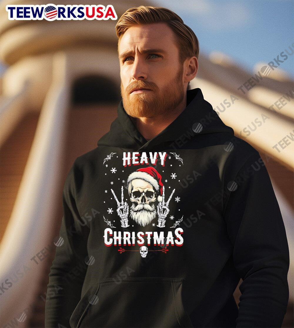 Heavy Christmas Skull - Adult & Kids T-Shirts, Sweatshirts & Hoodies apparel design preview 3