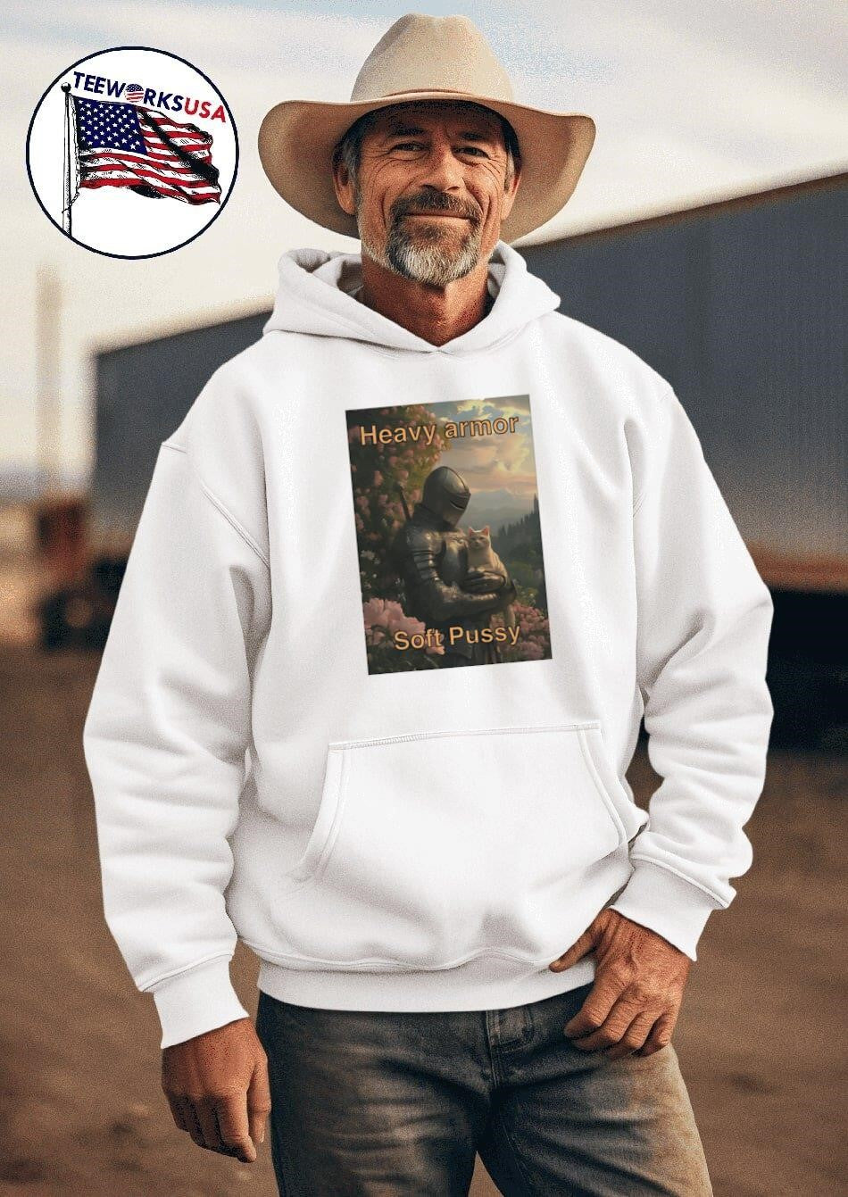 Heavy armor soft pussy cat - Adult & Kids T-Shirts, Sweatshirts & Hoodies apparel design preview 2