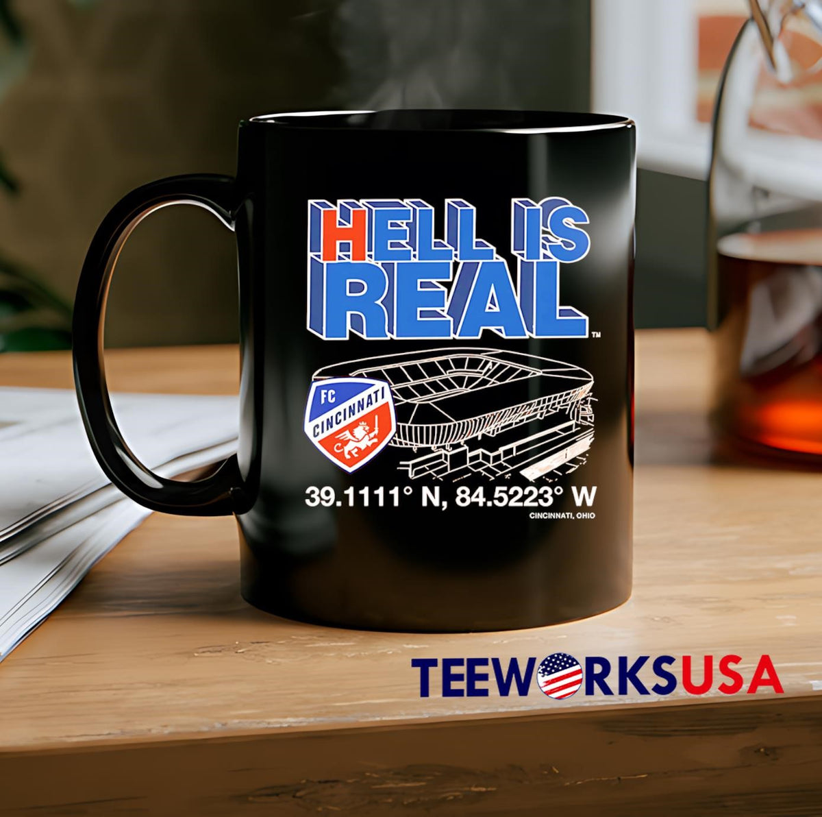 Hell Is Real Cincinnati Coordinates premium - Adult & Kids T-Shirts, Sweatshirts & Hoodies apparel design preview 2