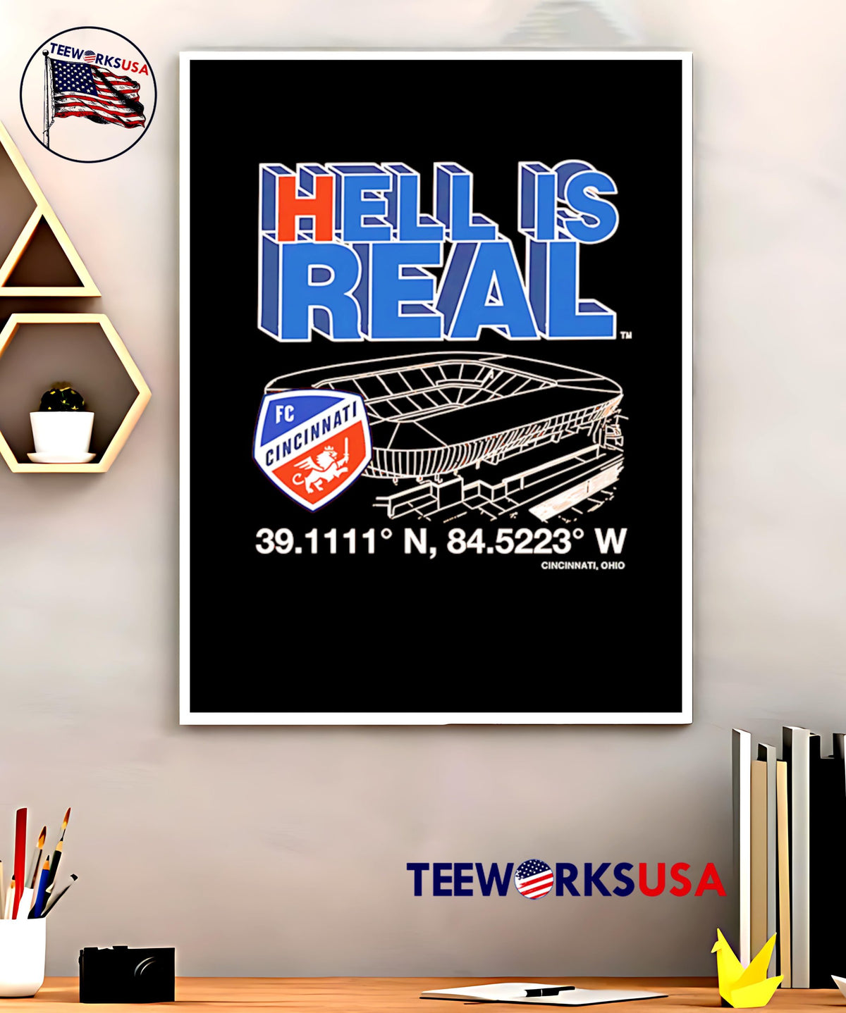 Hell Is Real Cincinnati Coordinates premium - Adult & Kids T-Shirts, Sweatshirts & Hoodies apparel design preview 5