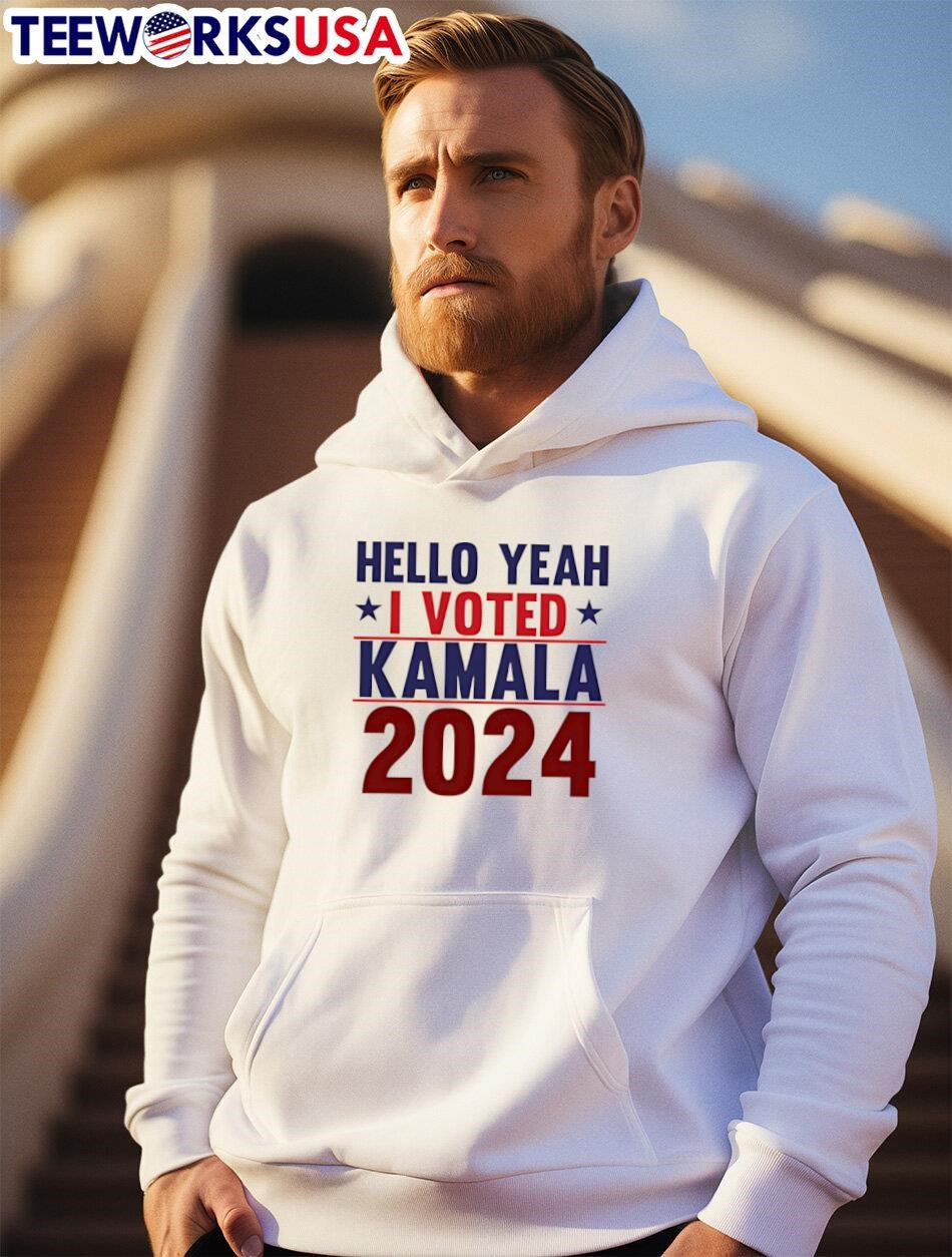 Hello Yeah I Voted Kamala 2024 - Adult & Kids T-Shirts, Sweatshirts & Hoodies apparel design preview 2