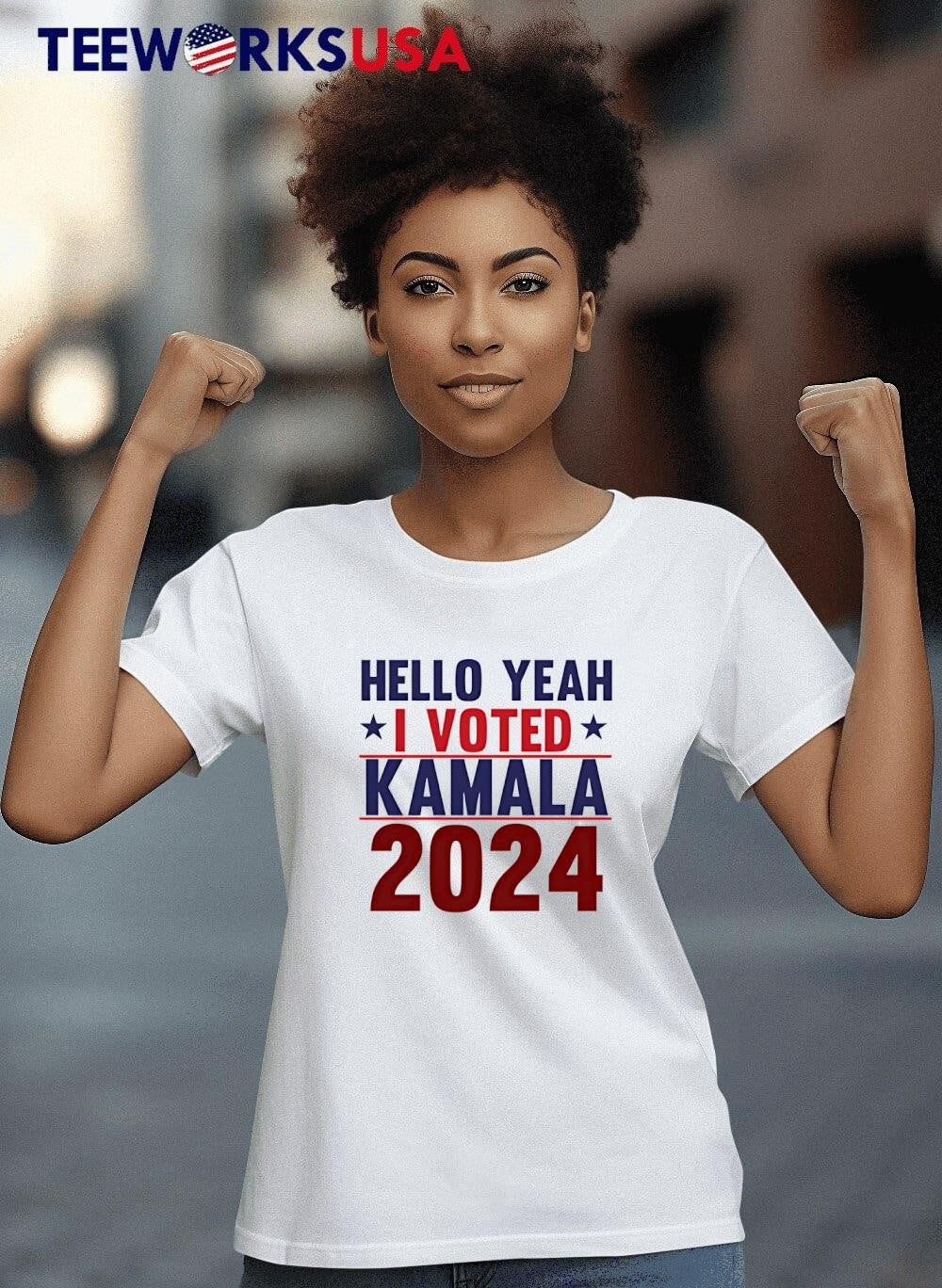 Hello Yeah I Voted Kamala 2024 - Adult & Kids T-Shirts, Sweatshirts & Hoodies apparel design preview 4