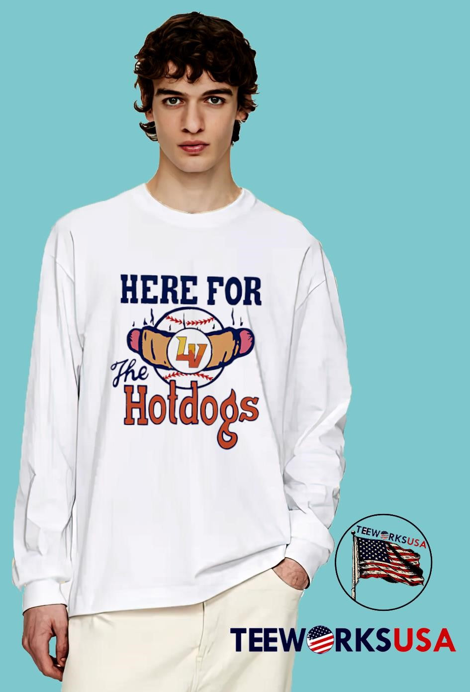 Here For The Hot Dogs - Adult & Kids T-Shirts, Sweatshirts & Hoodies apparel design preview 4