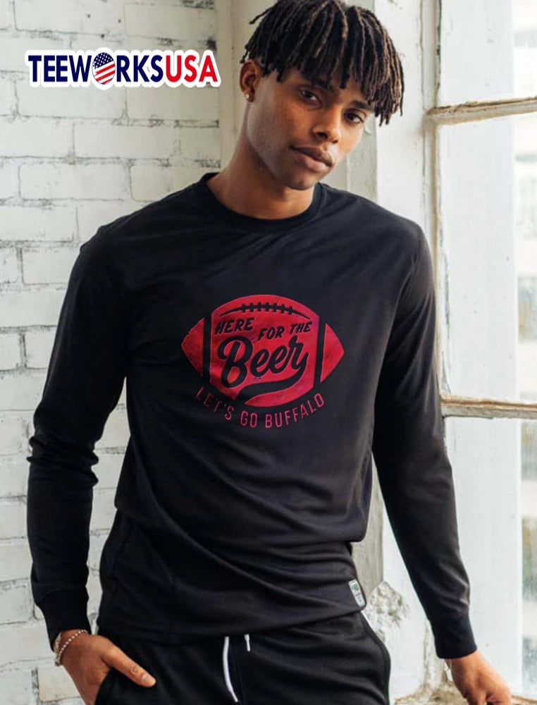 Here for the beer let is go buffalo football - Adult & Kids T-Shirts, Sweatshirts & Hoodies apparel design preview 5