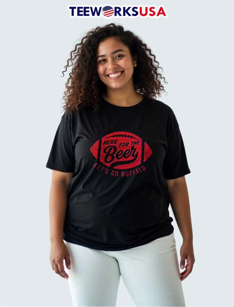 Here for the beer let is go buffalo football - Adult & Kids T-Shirts, Sweatshirts & Hoodies apparel design preview 3
