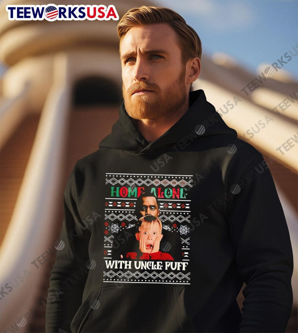 Home Alone With Uncle Puff Ugly Christmas - Adult & Kids T-Shirts, Sweatshirts & Hoodies apparel design preview 2